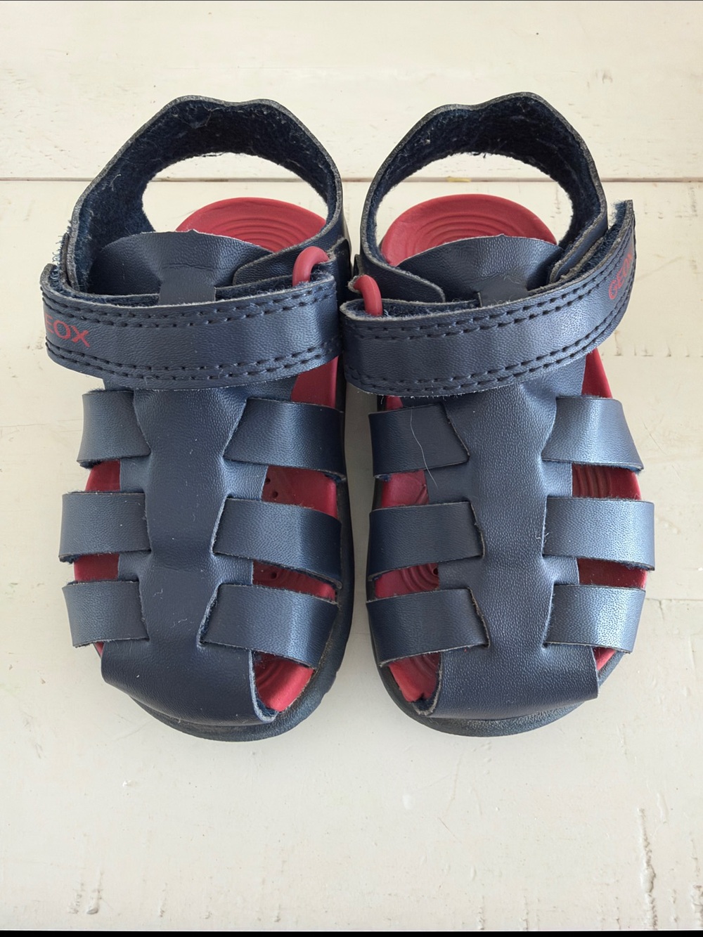 Geox Navy and Red Kids Closed-Toe Strappy Sandals